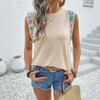 Summer Loose Top Ethnic round Neck Ribbon Stitching T shirt Women