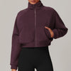 Stand Collar Yoga Clothes Warm Coat Women Running Windproof Top Velvet Sport Fitness Coat