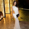 Spring Women Clothing Sexy Diagonal Collar Cropped Top Sheath Dress Two Piece Sets Women