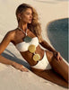 Metal round Cake Accessories Nylon Fabric One Piece Swimsuit Beach Sexy Women Swimsuit