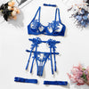 Embroidery Water Soluble Floral Girl Clothing Mesh See through Sexy High End Underwear Bra Set