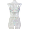 Peach Blossom Exquisite Embroidery Three Dimensional Jacquard Push up Underwear Sexy Two Piece Sets Women