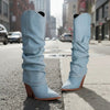 Vintage Pointed-Toe Chunky Heel High Tube Boots — Statement Heels by FitiqueFit