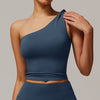 Brushed Oblique One Shoulder Twisted Yoga Vest Sports Waist Shaping Casual Running Workout Vest Women
