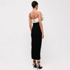 Black White Folding Fan Shape Strapless Dress Sexy Dress Backless