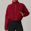 Stand Collar Yoga Clothes Warm Coat Women Running Windproof Top Velvet Sport Fitness Coat