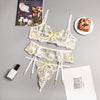 Sexy Lingerie Three-Piece Floral Embroidery Stitching Waist Seal Sexy Ladies Sexy Suit