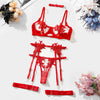 Embroidery Water Soluble Floral Girl Clothing Mesh See through Sexy High End Underwear Bra Set
