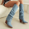 Vintage Pointed-Toe Chunky Heel High Tube Boots — Statement Heels by FitiqueFit