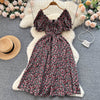 Retro V-neck Floral Dress Women's Short Sleeve