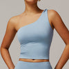 Brushed Oblique One Shoulder Twisted Yoga Vest Sports Waist Shaping Casual Running Workout Vest Women