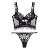 French Sexy Underwear Push up Beauty Back Polka Dot Tramsparent Yarn Embroidered Lace Bra Garter T Shaped Panties Set
