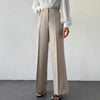 High Waist Slimming Straight Casual Trousers Side Pocket French Office Business Trousers