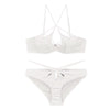 French Sexy Underwear Glossy Cutout Eyelash Lace Thin Soft Steel Ring Criss Cross Strap Push up Bra Set