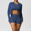 Sports Casual Yoga Clothes Nude Feel Long Sleeve Zipper Jacket Sports Shorts Fitness Clothes Three Piece Set for Women