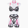 Sexy 6 Piece Autumn Multi Color Matching Cute Lace Bow with Halter Underwear