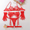 Lace Hollow Out Cutout Backless Comfortable Sexy Bra Set Women Underwear Underpants Garter Five Piece Set