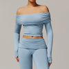 Sexy Casual Long Sleeve Yoga Wear Women off Shoulder Outdoor All Matching Dance Sports Long Sleeve