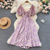 Retro V-neck Floral Dress Women's Short Sleeve