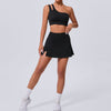 Oblique Shoulder Bra Pocket Skirt Yoga Quick Drying Beauty Back Fitness Running Tennis Sports Set for Women