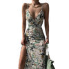 Women's Printed Backless Slit Sling Dress by FitiqueFit