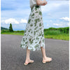 Vacation Style Floral Skirt Chiffon Dress Skirt One-piece Ruffled