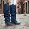 Vintage Pointed-Toe Chunky Heel High Tube Boots — Statement Heels by FitiqueFit
