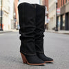Vintage Pointed-Toe Chunky Heel High Tube Boots — Statement Heels by FitiqueFit