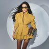 High Grade Collared Waist Controlled Blazer Pleated Pettiskirt Two Piece Sets Women