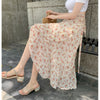 Vacation Style Floral Skirt Chiffon Dress Skirt One-piece Ruffled