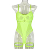 Sexy Jumpsuit Summer Girl Mesh Ornament Stitching Strap Showing Leg Ring Underwear