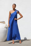 Summer Shoulder Casual Lace up Solid Color a Swing Maxi Dress