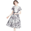 Printed Stripes Stitching Ink Printing And Dyeing Large Swing Dress