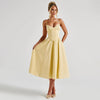 Fashionable Waist Strap Dress Spring Slim Fit Solid Color V neck Maxi Dress for Women