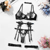 Embroidery Water Soluble Floral Girl Clothing Mesh See through Sexy High End Underwear Bra Set
