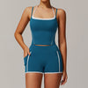 Faux Two Piece Halter Beauty Back Yoga Fold High Waist Casual All-Match Workout Exercise Outfit