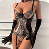 Sexy Underwear Three Piece Set Steel Ring Push up Body Shaping Mesh See through Sexy Set