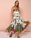 Dress Women Clothing Spaghetti Strap Floral Print Linen 9 Color Large Swing Dress