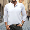 Mens Round Neck Henry Solid Color Long Sleeve T shirt by FitiqueFit
