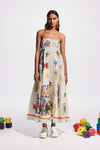 Dress Women Clothing Spaghetti Strap Floral Print Linen 9 Color Large Swing Dress