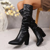 Pointed Pleated-Sleeve High Heel Fashion Boots by FitiqueFit