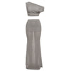 Spring Women Clothing Sexy Oblique Shoulder Backless Top Solid Color Slim Skirt Set Women