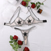Sexy Five Pointed Star Bra Set Mesh See through Temptation Sexy Lingerie Underwear