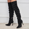 Pointed-Toe Suede Stiletto Boots with High Zipper — European / American Chic by FitiqueFit