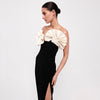 Black White Folding Fan Shape Strapless Dress Sexy Dress Backless