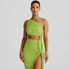 Women Clothing Spring Summer Shoulder Tube Top Backless Hollow Out Cutout Lace Pleated Dress