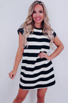Women's Striped Printed Round Neck Loose Dress