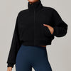 Stand Collar Yoga Clothes Warm Coat Women Running Windproof Top Velvet Sport Fitness Coat