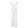 Spring Summer Cotton Linen Sexy V neck Flying Sleeves Backless Lace up Top High Waist Loose Casual Trousers Set Women