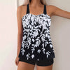 Split Leaf Print Bikini Swimsuit Plus Size